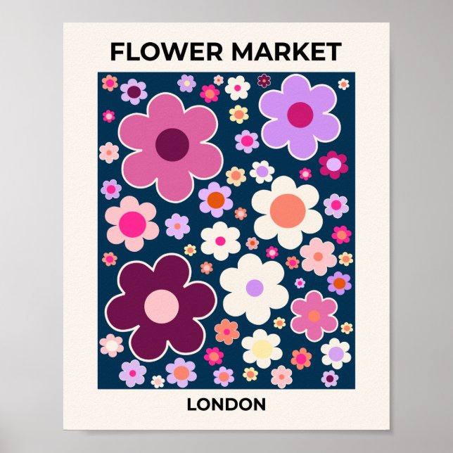 Poster Marché aux fleurs Londres Vinatge Fleurs Abstraite (Devant)