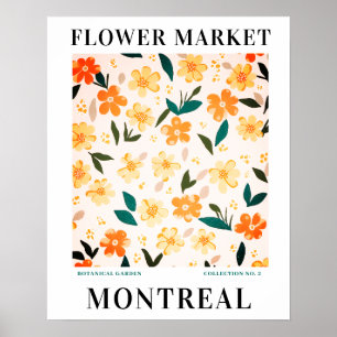 Poster Marché aux fleurs moderne Montréal Fleurs botaniqu