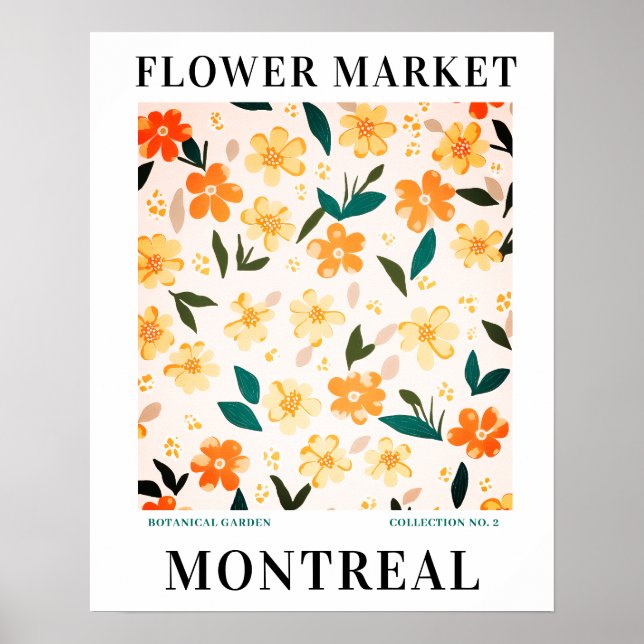 Poster Marché aux fleurs moderne Montréal Fleurs botaniqu (Devant)