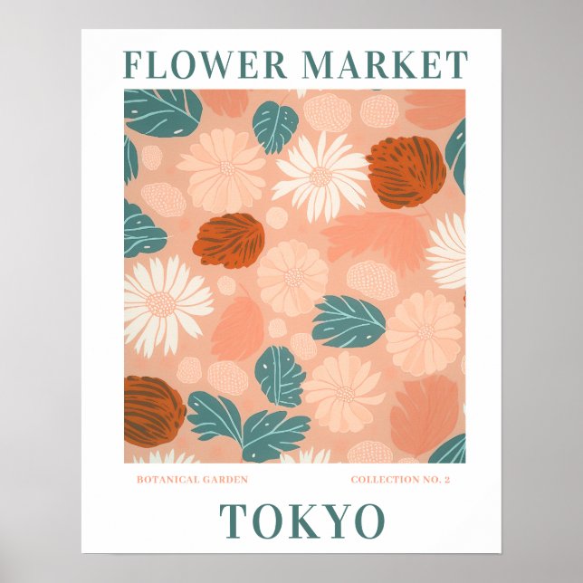 Poster Marché aux fleurs moderne Tokyo Fleurs botaniques (Devant)