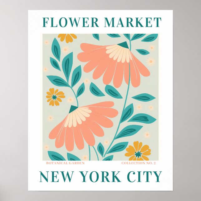 Poster Marché aux fleurs modernes New York Fleurs botaniq (Devant)