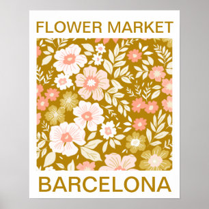 Poster Marché aux fleurs vintage Barcelone