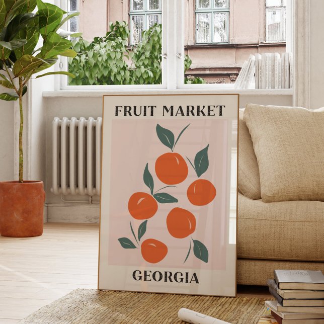 Poster Marché aux fruits Géorgie Pêche à l'orange (In situ Living room)