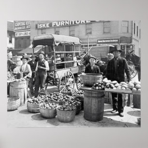 Poster Marché aux légumes, 1908. Photo ancienne