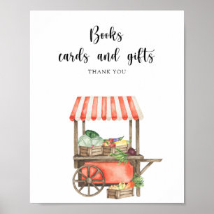 Poster Marché baby shower - livres cartes et cadeaux