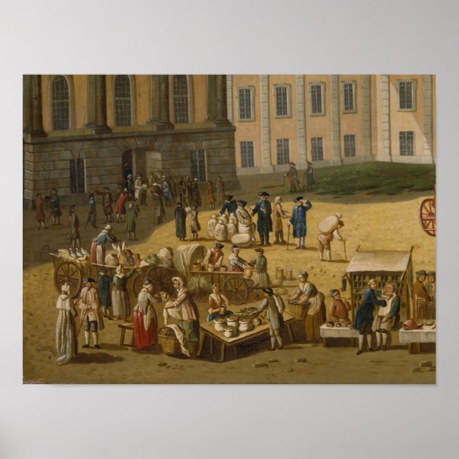 Poster Marché dans le marché Alter Markt, Potsdam, 1772 (Devant)