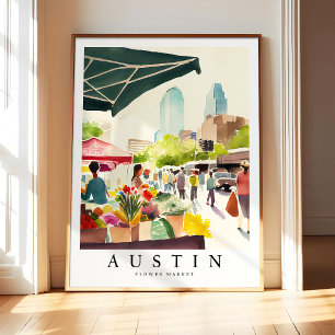 Poster Marché de fleurs d'Austin Peinture à l'aquarelle A