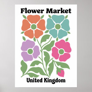 Poster Marché de fleurs du Royaume-Uni Jardin de coquelic