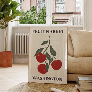 Poster Marché de fruits Pommes rouges de Washington Nourr