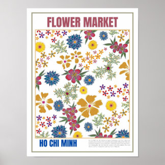 Poster Marché des fleurs Asie du Sud-Est Ho Chi Minh