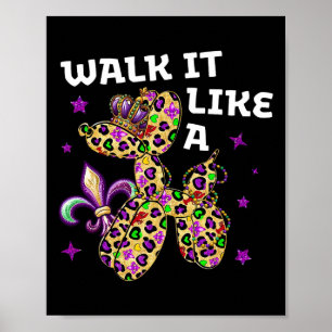 Poster Marche Drôle Comme Un Chien Mardi Gras Design Leop