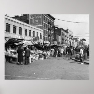 Poster Marché italien de chariot, Bronx : 1940