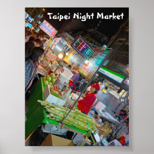 Poster Marché nocturne de Taipei Culture taïwanaise Voyag