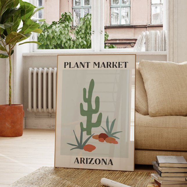 Poster Marché plante Arizona Green Desert Saguaro Cactus (In situ Living room)