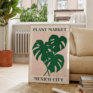 Poster Marché plante Mexique Monstrera verte Houseplant