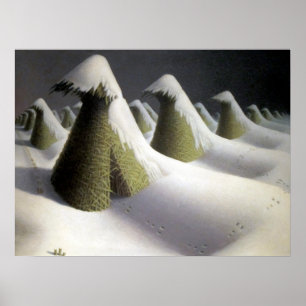 Poster Marche silencieuse d'hiver, janvier par Grant Wood