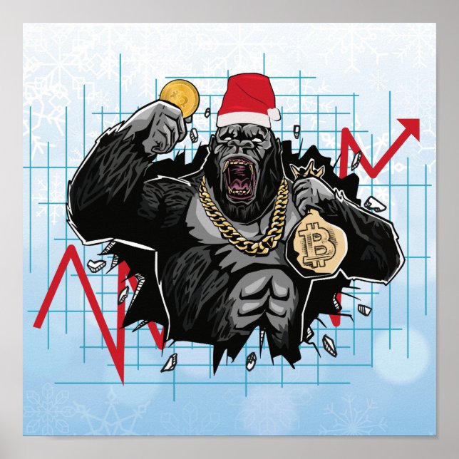 Poster Marché Stock de Noël Bitcoin (Devant)