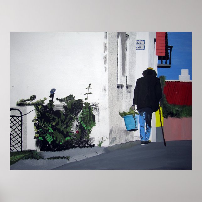 Poster Marcher à la maison par un jour ensoleillé aux Aço (Devant)