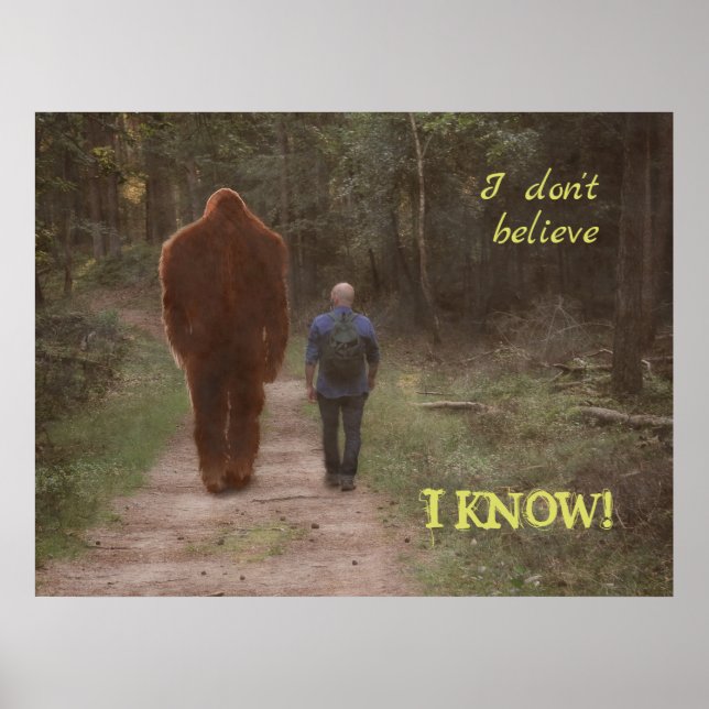POSTER MARCHER AVEC LE SASQUATCH BIGFOOT - JE SAIS (Devant)