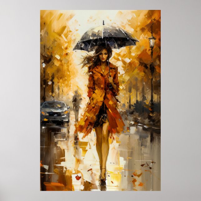 Poster Marcher la pluie d'automne : une méditation de fem (Devant)