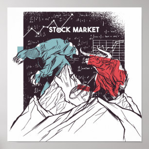 Poster Marchés stocks et commerce d'ours