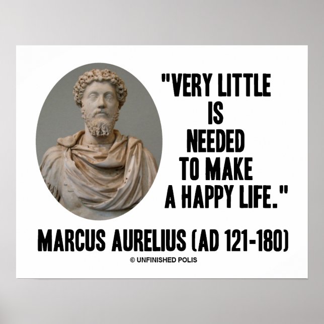 Poster Marcus Aurelius Très Peu Nécessaire Faire Une Vie  (Devant)
