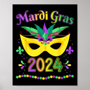 Poster Mardi Gras 2024 Jester tenue enfants filles garçon