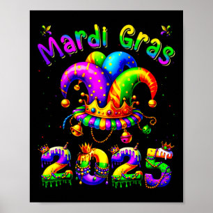 Poster Mardi Gras 2025 Jester tenue enfants filles garçon