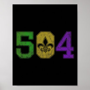 Poster Mardi Gras 504 Nola Nouvelle Orléans Louisiane La