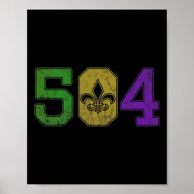 Poster Mardi Gras 504 Nola Nouvelle Orléans Louisiane La (Devant)