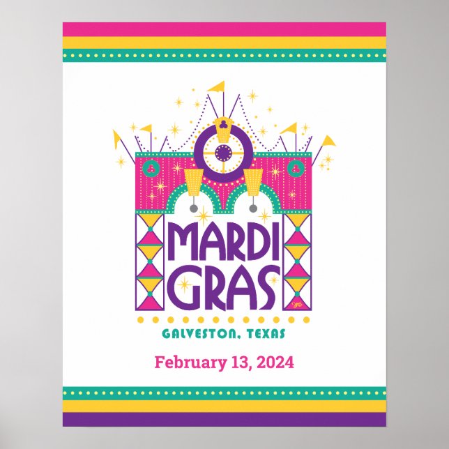 Poster Mardi Gras Arch, Galveston, Texas (Devant)