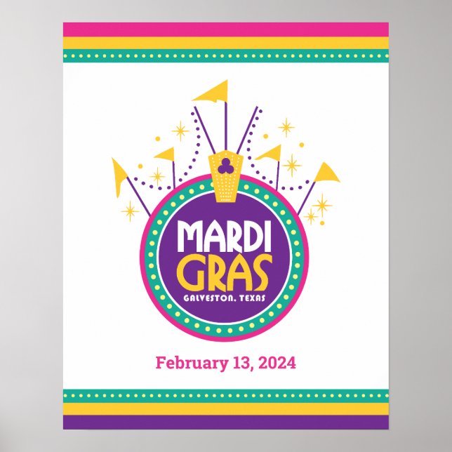 Poster Mardi Gras Arch inspiré, Galveston, Texas (Devant)