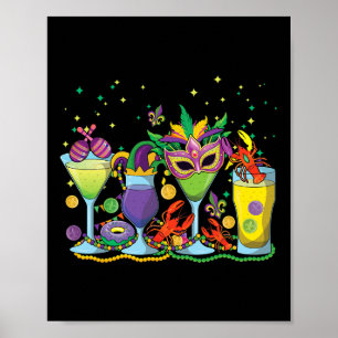 Poster Mardi Gras Boissons Perles De Fête Mardi Gras Mard