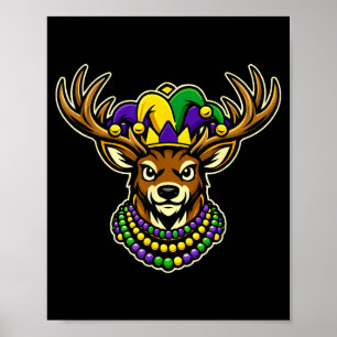 Poster Mardi Gras Carnaval Festival Camo Cerf Chasse Lou