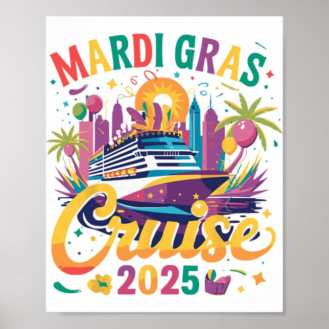 Poster Mardi Gras Carnival Cruise 2025 Family Cruising Ma (Devant)