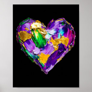 Poster Mardi Gras Cœur Coup de Pinceau Carnaval Défilé No