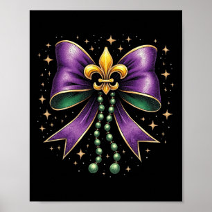 Poster Mardi Gras Coquette Bow Fat Happy Mardi Gras