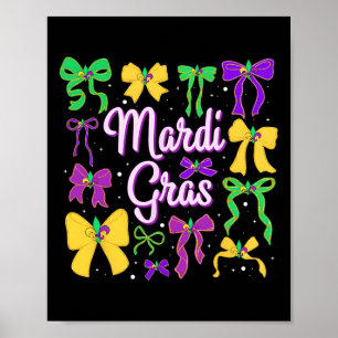 Poster Mardi Gras Coquette Noeud Célébrez les Femmes de l