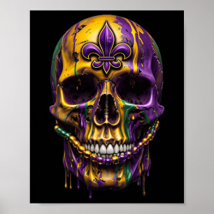 Poster Mardi Gras Costume sucre crâne Carnaval Halloween