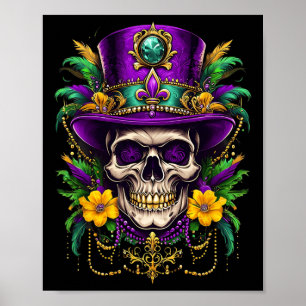 Poster Mardi Gras Costume sucre crâne carnaval Hommes