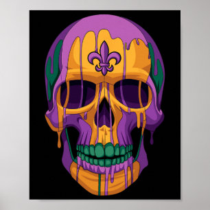 Poster Mardi Gras Costume sucre crâne Carnaval New Orlean