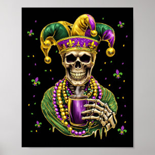 Poster Mardi Gras Costume sucre crâne Carnaval New Orlean