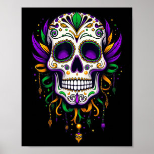 Poster Mardi Gras Costume sucre crâne Carnaval New Orlean