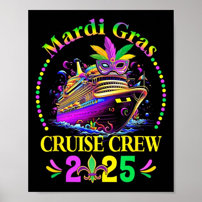 Poster Mardi Gras Cruise Crew 2025 Trip New Orleans Famil (Devant)