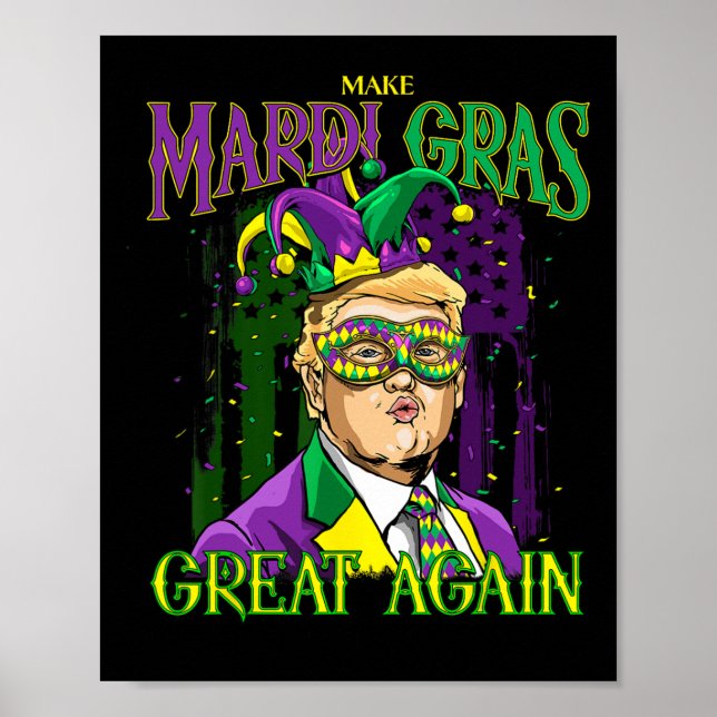 Poster Mardi Gras Donald Trump Mardi Gras Américain (Devant)