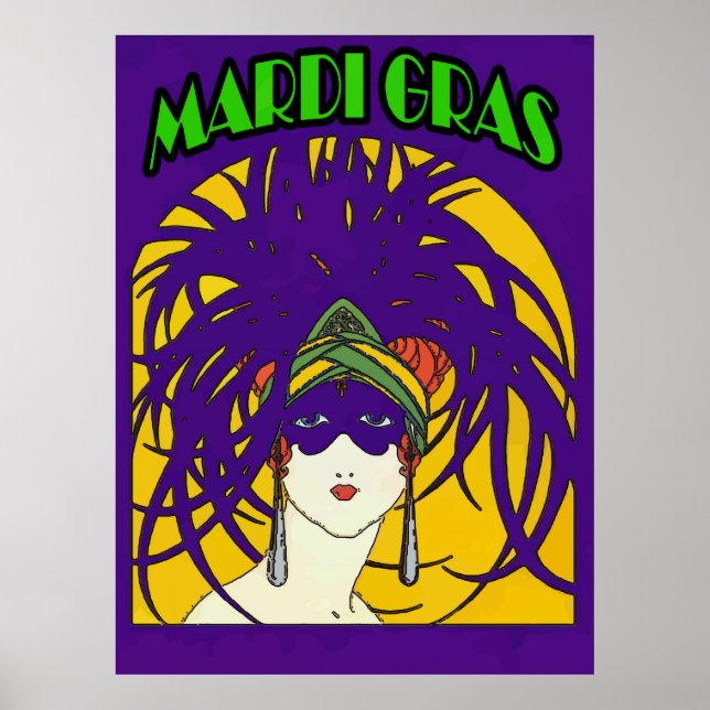 Poster Mardi Gras Femme Masquée (Devant)