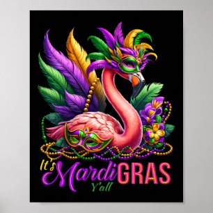 Poster Mardi Gras Flamant rose Hawaiian Tropical Party Ho