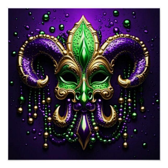 Poster Mardi Gras Fleur De Lis Design (Devant)
