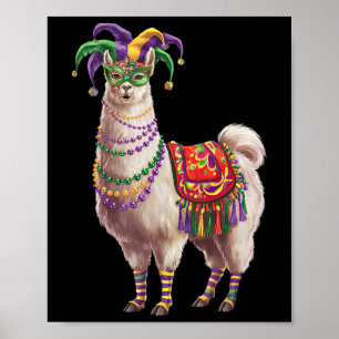 Poster Mardi Gras Funny Llama Pas de problème Nouvelle Or
