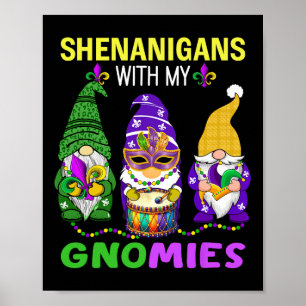 Poster Mardi Gras Gnomes Carnaval léopard Nouvelle-Orléan